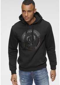 Bruno Banani Herren Kapuzensweatshirt, schwarz, casual, Gr. XXL, bedruckt, angeraute Sweatware, Obermaterial: 60% Baumwolle, 40% Polyester,