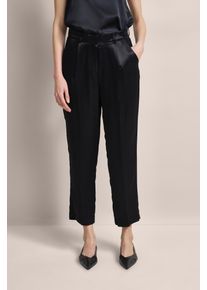 Bugatti Damen Stoffhose, schwarz, casual, Gr. 40, unifarben, 100% Viskose, Hosen, mit Bügelfalte