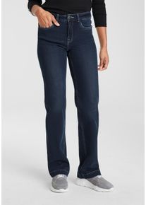 Arizona Damen Gerade Jeans, blau, Basic, Gr. 38, Denim/Jeans, Obermaterial: 98% Baumwolle, 2% Elasthan, Jeans, weite Beinform, Used-Look-Waschung,