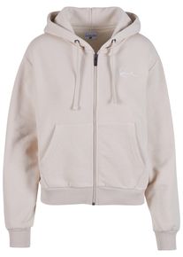 Karl Kani Damen Sweatjacke "Karl Kani Damen KK Chest Signature Essential Zip Hoodie", beige, Gr. XL, unifarben, 80% Baumwolle, 20% Polyester,