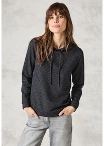 Cecil Damen Langarmshirt, grau, casual, Gr. XL, gemustert, Stoff, 68% Polyester, 28% Viskose, 4% Elasthan, Shirts, aus elastischem Materialmix