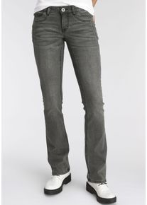 Arizona Damen Bootcut-Jeans "mit Keileinsätzen", grau, Basic, Gr. 40, Denim/Jeans, Obermaterial: 76% Baumwolle, 16% Polyester, 7% Viskose, 1%
