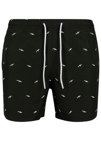 Urban Classics Herren Badeshorts "Urban Classics Herren Embroidery Swim Shorts", schwarz-weiß, Gr. M, 100% Polyester, Badehosen