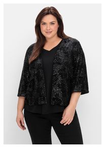 sheego Damen Blusenjacke "Große Größen", schwarz, feminin, Gr. 48, unifarben, Obermaterial: 100% Polyester;Futter: 100% Polyester, Jacken, mit