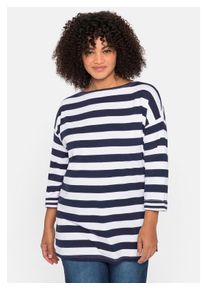 sheego Damen 3/4-Arm-Shirt "Große Größen", blau, casual, Gr. 44, gestreift, Obermaterial: 100% Baumwolle;Einsatz: 95% Baumwolle, 5% Elasthan, Shirts,