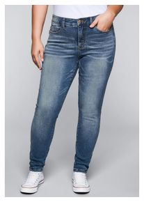 sheego Damen Stretch-Jeans "Große Größen", blau, casual, Gr. 116, unifarben, Obermaterial: 96% Baumwolle, 4% Elasthan (LYCRA XTRA LIFE), Jeans,