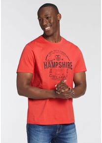 DELMAO Herren T-Shirt, rot, casual, Gr. M, bedruckt, Single Jersey, Obermaterial: 100% Baumwolle, Shirts, Kurzarm, lässige Passform, mit peppigem