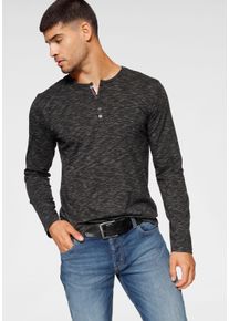 Bruno Banani Herren Langarmshirt, grau, casual, Gr. XXL, meliert, Single Jersey, Obermaterial: 90% Baumwolle, 10% Polyester, Shirts, schmale