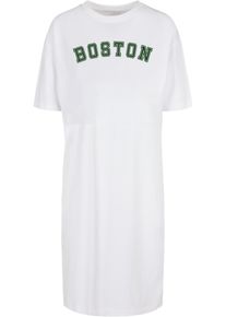 Merchcode Damen Shirtkleid "Merchcode Damen Ladies Boston Organic Oversized Slit Tee Dress", weiß, klassisch, Gr. M, 100% Baumwolle, Kleider