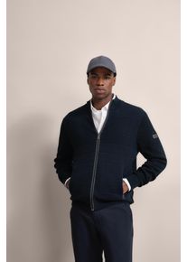 Bugatti Herren Strickjacke, blau, casual, Gr. XXXL, unifarben, Strick, 95% Baumwolle, 5% Kaschmir, Strickjacken, mit Stehkragen