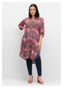 sheego Damen Longbluse "Große Größen", pink, modisch, Gr. 54, gemustert, Obermaterial: 100% Viskose, Blusen, in Oversize-Form, aus Viskose-Satin
