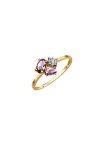 Diamonds by Ellen K. Damen Fingerring "Gold 375 mit echtem Amethyst + Zirkonia", 058 (18,5), Gold, gelb, FASCINATION BY ELLEN K., Gold, Fingerringe