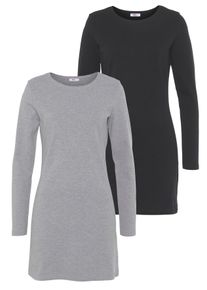 Flashlights Damen Jerseykleid, schwarz, Basic, Gr. 36, unifarben, clean, Interlock, Obermaterial: 100% Baumwolle. Obermaterial 2: 90% Baumwolle, 10%