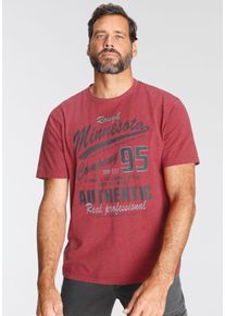 MAN'S WORLD MAN'S WORLD Herren T-Shirt, rot, casual, Gr. M, meliert, bedruckt, Single Jersey, Obermaterial: 60% Baumwolle, 40% Polyester, Shirts, kurzärmelig,