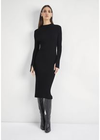 HECHTER PARIS Damen Strickkleid, schwarz, feminin, Gr. 38, unifarben, Rippstrick, Obermaterial: 70% Viskose, 30% Polyamid, Kleider, wadenlang,