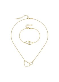 Smart Jewel Damen Schmuckset "mit Herzen, Silber 925", Onesize, gold, Silber 925 (Sterlingsilber), Schmuck-Sets