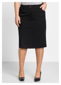 sheego Damen Bleistiftrock "Große Größen", schwarz, feminin, Gr. 50, unifarben, Obermaterial: 62% Polyester, 33% Viskose, 5% Elasthan;Einsatz: 83%