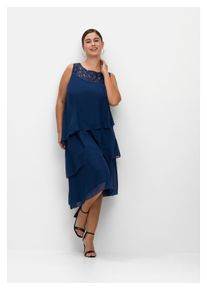 sheego Damen Cocktailkleid "Große Größen", blau, elegant, Gr. 56, unifarben, Obermaterial: 100% Polyester;Futter: 100% Polyester, Kleider, im