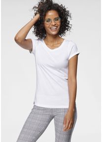 Kangaroos Damen T-Shirt, weiß, Basic, Gr. 36, unifarben, Single Jersey, Obermaterial: 50% Baumwolle, 50% Modal, Shirts, Kurzarm, figurbetonte