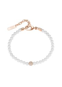 Damen Armband "mit Zirkonia und Muschelkern-Perlen, Silber 925", 20cm, Silber 925 (Sterlingsilber), rosa, Giorgio Martello MILANO, Silber 925
