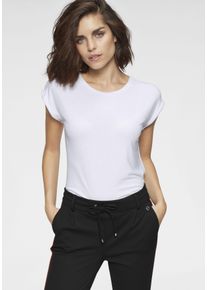 Tamaris Damen T-Shirt, weiß, Basic, Gr. 46, unifarben, Single Jersey, Obermaterial: 95% Viskose, 5% Elasthan, Shirts, Kurzarm, Regular Fit,
