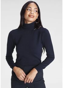 Bruno Banani Damen Rollkragenpullover, blau, Basic, Gr. 32, clean, unifarben, Feinstrick, Obermaterial: 70% Viskose, 30% Polyamid, Pullover, mit