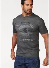 MAN'S WORLD MAN'S WORLD Herren T-Shirt, grau, casual, Gr. M, bedruckt, Single Jersey, Obermaterial: 100% Baumwolle, Shirts, Kurzarm, mit stylischem Print,