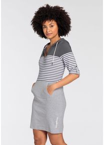 Kangaroos Damen Jerseykleid, grau, casual, Gr. 38, colorblocking, geringelt, gestreift, Rippware, Obermaterial: 100% Baumwolle. Graumeliert