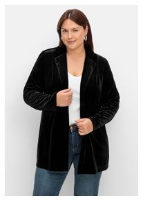 sheego Damen Jackenblazer "Große Größen", schwarz, elegant, Gr. 48, unifarben, Obermaterial: 92% Polyester, 8% Elasthan, Blazer, in offener Form