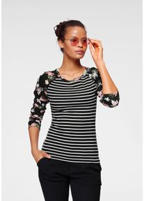 Kangaroos Damen Langarmshirt, schwarz, casual, Gr. 32, gestreift, Rippware, Obermaterial: 100% Baumwolle, Shirts, Langarm, sehr figurbetont, aus