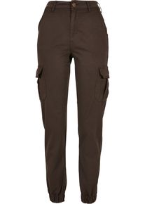 Urban Classics Damen Cargohose "Urban Classics Damen Ladies High Waist Cargo Pants", braun, Gr. 28, unifarben, 98% Baumwolle, 2% Elasthan, Hosen