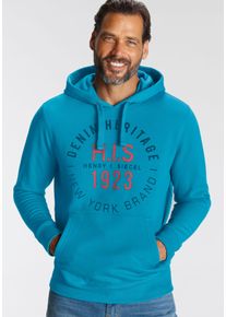 H.I.S. H.I.S Herren Kapuzensweatshirt, blau, casual, Gr. XL, bedruckt, angeraute Sweatware, Obermaterial: 60% Baumwolle, 40% Polyester, Sweatshirts,