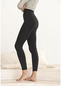Lavana Damen Thermoleggings, Gr. L, schwarz, Strick, Obermaterial: 100% Polyester, unifarben, Basic, Hosen, mit Innenfutter aus Teddyfleece