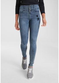Arizona Damen Skinny-fit-Jeans "Ultra Stretch", blau, modisch, Gr. 36, Denim/Jeans, Obermaterial: 63% Baumwolle, 32% Polyester, 5% Elasthan, Jeans,