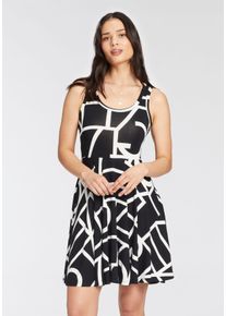 Laura Scott Damen Sommerkleid, schwarz-weiß, feminin, Gr. 40, gemustert, Jersey, Obermaterial: 95% Viskose, 5% Elasthan, Kleider, figurbetonte