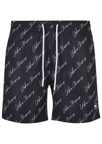 Urban Classics Herren Badeshorts "Urban Classics Herren Pattern Swim Shorts", schwarz, Gr. XXXL, 100% Polyester, Badehosen