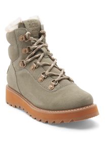 Roxy Damen Schnürboots "BRADIE", Gr. 40, grün, Leder, unifarben, sportlich, Schuhe, Winterstiefel, Schnürstiefel, Winterschuhe, gefüttert