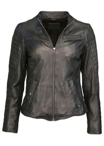 Mustang Damen Lederjacke "Maida", blau, Gr. S, Obermaterial: 100% Lammleder / Innenmaterial:80% Polyester 20% Baumwolle / Ärmelfutter 100% Polyester,
