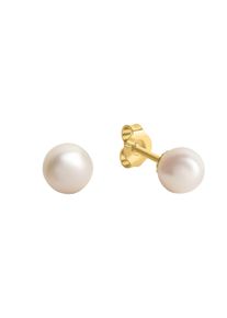OROLINO Damen Paar Ohrstecker "Gold 585 mit weißen Perlen 5,5-6mm", ONE-SIZE, Gold, weiß, Gold, Ohrringe