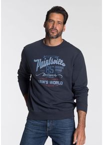 MAN'S WORLD MAN'S WORLD Herren Sweatshirt, blau, casual, Gr. L, Obermaterial: 60% Baumwolle, 40% Polyester, Sweatshirts, Langarm, lässiger Print, Rundhals, aus