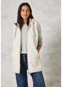 Cecil Damen Longweste, weiß, casual, Gr. XL, gemustert, Stoff, 100% Polyester, Westen, mit Taschen-Detail