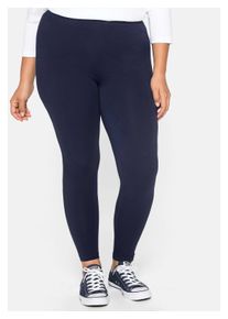 sheego Damen Leggings "Große Größen", blau, sportlich, Gr. 42, unifarben, Obermaterial: 95% Baumwolle, 5% Elasthan, Hosen, aus hautfreundlichem