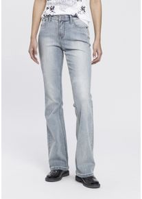 Arizona Damen Bootcut-Jeans "Shaping", blau, Basic, Gr. 84, Abriebeffekte, Jeans, Obermaterial: 79% Baumwolle, 19% Polyester, 2% Elasthan, Jeans,