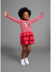 Kidsworld Mädchen Jerseykleid "für kleine Mädchen", rot, modisch, Gr. 116, geringelt, Single Jersey, Obermaterial: 100% Baumwolle, Kleider, für