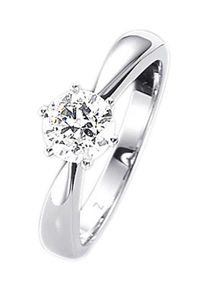 Firetti Damen Solitärring "Schmuck Geschenk Gold 750 Damenring Verlobungsring Goldring Solitär", 18, 0,25 ct P2 = erkennbare Einschlüsse, Weißgold