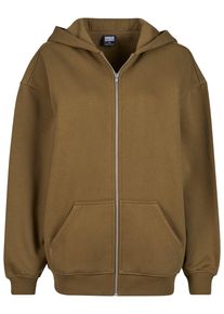 Urban Classics Damen Sweatjacke "Urban Classics Damen Ladies Oversized Zip Hoody", grün, Gr. L, unifarben, 65% Baumwolle, 35% Polyester, Sweatjacken
