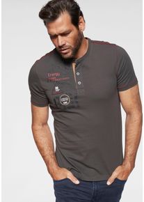 MAN'S WORLD MAN'S WORLD Herren Henleyshirt, grau, casual, Gr. XXXL, bedruckt, Single Jersey, Obermaterial: 100% Baumwolle. Besatz: 100% Baumwolle, Shirts,
