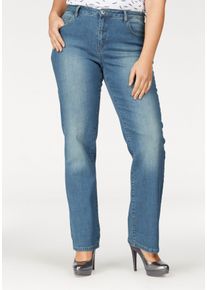 Arizona Damen Gerade Jeans "Curve-Collection", blau, Basic, Gr. 54, Jeans, Obermaterial: 99% Baumwolle, 1% Elasthan, Jeans, hohe Leibhöhe, rinsed