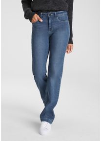 Arizona Damen Gerade Jeans, blau, Basic, Gr. 19, Denim/Jeans, Obermaterial: 98% Baumwolle, 2% Elasthan, Jeans, weite Beinform, Used-Look-Waschung,