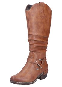 Rieker Damen Westernstiefel, Gr. 38, braun, Lederimitat, used, modisch, Schuhe, Blockabsatz, Cowboystiefel mit wasserabweisender RiekerTEX-Membran